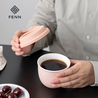 Mug de voyage en céramique personnalisé FENN 250 ml avec couvercle en silicone, sans poignée, finition mate, tasse à café portable réutilisable, cadeau, vente en gros