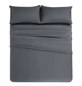 Microfiber Deep Fitted Bed Sheet Queen King Size With Elastic and Side Pocket