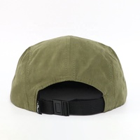 Topi Hiking Olahraga Outdoor Lari Wanita 5 Panel Model Camper dengan Logo Patch Tenun Kustom, Pinggiran Datar, Warna Hijau, Laris Manis