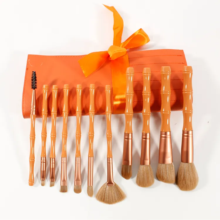 Zipper Polyester Storage Zhejiang Your Own Brand Name Wooden Makeup Brush Set With Case