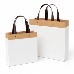 Sacs de shopping en papier kraft blanc personnalisés avec logo, avec poignées, pour emballage cadeau de détail, sacs de transport pour boutiques - Product Image 3