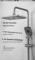 Ensemble de robinet de douche en laiton à effet de pluie mural moderne noir piano Led système de douche à effet de pluie intelligent salle de bain