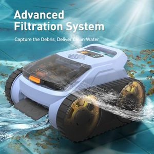Nettoyeur de piscine robotisé sans fil intelligent, aspiration puissante, robot aspirateur automatique pour piscine enterrée à domicile, SAT20 Caterpil - Product Image 1