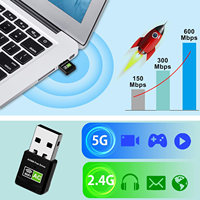 600Mbps pilote gratuit USB WiFi adaptateur double bande 5G 2.4G WiFi Mini Dongle carte réseau externe lecteur CD gratuit pour ordinateur portable de bureau