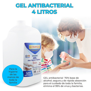 Mercurio Gel Antibacterial Original 70% Alcohol 4 Litros Neutro Para Higiene de Manos - Product Image 2