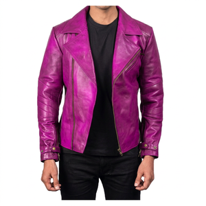 Veste en cuir PU pour hommes, style motard, fabricant OEM, logo personnalisé, veste en similicuir pour hommes, veste zippée pour motards, fournisseur - Product Image 5