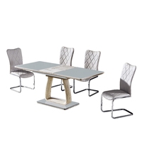 Table de salle à manger en gros, blanche, en verre brillant, design moderne, extensible, en MDF, pour la maison et la cuisine