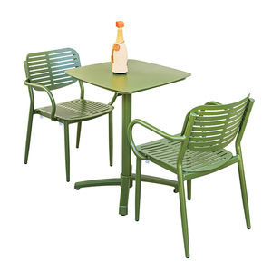 Outdoor Aluminum Table Chair <b>Set</b> <b>Square</b> 2 Seater Durable Restaurant Furniture Modern Design - Product Image 1