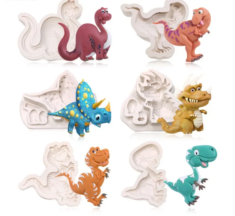 Homesun dessin animé en forme de dinosaure Silicone moule divers dinosaure en forme de chocolat Fudge moules gâteau décoration outils résine moules