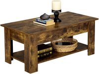 Meubles de salon multifonctionnels bruns motif noir Table basse centrale pliante à dessus relevable en bois avec dessus relevable