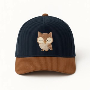 Großhandel Custom <span class=keywords><strong>Owl</strong></span> Stickerei Logo Two Tone Cord Baseball Caps Snapback Hüte Hochwertige ein Rahmen 5 Panel Trucker Hüte - Product Image 2