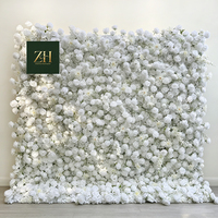Mur floral 3D en tissu de soie blanc personnalisé avec roses romantiques pour décoration intérieure et extérieure