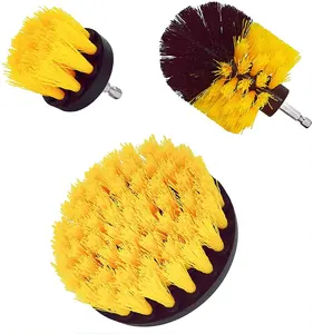 Durable And Best Selling Drill Brush Power Scrubber Cleaning Brush 3 Pack Yellow Electric Cleaning Brush Set