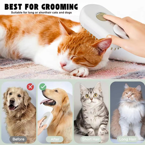 Nouvelle brosse pour animaux de compagnie 3-en-1 : brosse vapeur, peigne de toilettage et de massage, et brosse à vapeur autonettoyante pour l'élimination des poils - Product Image 3