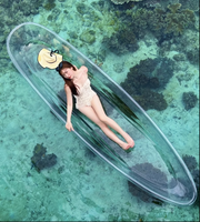 Kayak de pêche transparent en polycarbonate pour 1 personne, double siège, vue panoramique, bateau de divertissement aquatique, bateau en cristal pour attraction touristique