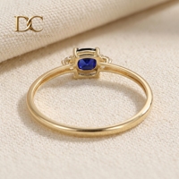 Nouvelle bague artisanale en or jaune massif 14 carats avec diamant cultivé en laboratoire et saphir bleu royal, bijoux fins pour femmes, certifiés IGI