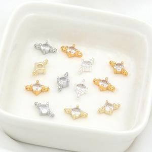 Cobre chapado en oro de 18k con alta retención de color, colgante doble con cruz de circonita microincrustada, pulsera/collar, joyería DIY - Product Image 4