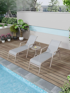Chaise longue de piscine réglable en aluminium avec dossier en maille pour l'extérieur - Product Image 3