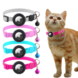 Einfarbiges Anti-Verlust Katzen-Halsband mit Apple Airtag-Hülle Kätzchen-Halsbänder mit Air Tag Halterung Einfarbige Haustierzubehör - Product Image 1