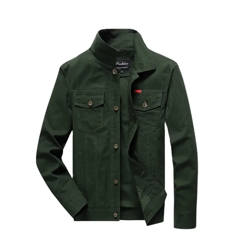 Oem Custom Army Green Top Quality Distressed Young Popular Jean Cowboy Slim Fit Fashion Motorcycle Denim Jacket Coat For Mens