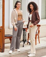 Pantalons de yoga solides pour femmes, coupe large, avec poches, taille élastique, taille haute, respirants, extensibles, décontractés, ensemble de 2 pièces