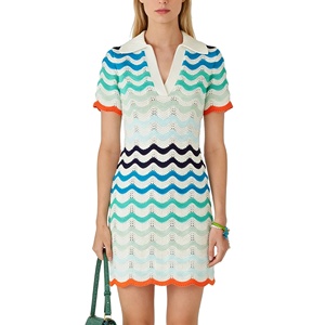 ชุดเดรสโครเชต์สั้นทรงเข้ารูป แขนสั้น ลายไล่สี ดีไซน์ยกสะโพก สไตล์เซ็กซี่ ทันสมัย สำหรับผู้หญิง (ODM) - Product Image 1