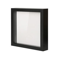 Boîte d'ombre 3D à cadre profond en bois noir personnalisé classique pour les présentoirs de fleurs sèches de papillon
