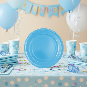 Juego de 8 Platos de Papel Azul Bebé de 17 cm para Fiestas, Decoración de Cumpleaños, Vajilla - Product Image 2