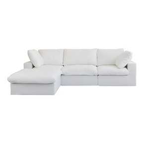 Canapé modulaire carré <span class=keywords><strong>convertible</strong></span> 106 pouces, style nuage moderne, avec ottoman mobile, <span class=keywords><strong>beige</strong></span> blanc, pour salon et école - Product Image 1