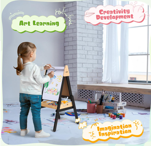 Alta regolabile pittura in piedi tavolo da disegno 3 in 1 cavalletto con vassoio in legno doppio lato per bambini cavalletto con rotolo di carta - Product Image 6