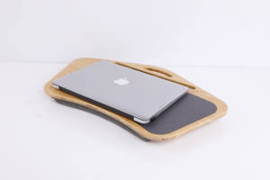 สินค้ามาใหม่โต๊ะแล็ปท็อปแบบพกพาโต๊ะหมอนนุ่มพร้อมที่จับโต๊ะไม้ไผ่วางบนตักสำหรับวางแผ่นและที่วางโทรศัพท์ - Product Image 4