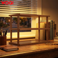 WOQI Desktop Shelf Simple Bookshelf Table Storage Rack Wooden Organizer Holder with Double Layer Structure for Office Home