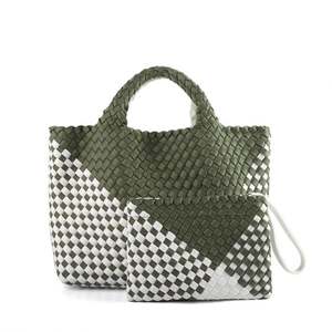 Custom Casual Vintage Style Tote Handbag Women's Large Neoprene Woven Summer Beach Tote Bag Lightweight Neoprene Weave <b>Purse</b> - Product Image 4