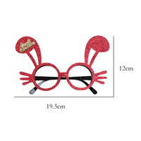 Lunettes de fête de Noël à oreilles de lapin rouges scintillantes, très populaires, lunettes fantaisie à oreilles de lapin rouges, accessoire amusant pour selfies pour les fêtes de Noël