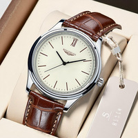 Jam Tangan Pria Modis Terlaris Gaya Baru Tali Kulit Casing Paduan Kuarsa 41mm 9mm Stok Tersedia