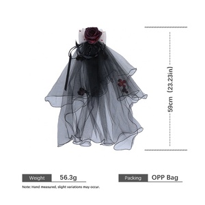 Vintage séché Rose <span class=keywords><strong>fleurs</strong></span> arc voile pince à <span class=keywords><strong>cheveux</strong></span> pour femmes gothique fantôme mariée <span class=keywords><strong>cheveux</strong></span> accessoires foncé esthétique maille casque - Product Image 5
