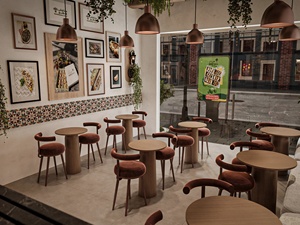 Service de design d'intérieur moderne sur mesure pour café en bois, aménagement écologique et vitrine d'exposition à LED - Product Image 2