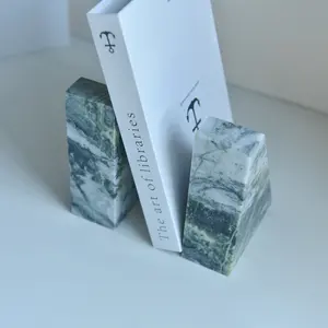 Groothandel Luxe Steen Aangepast Huisdecor Stenen Boekensteunen Sculptuur Groen Marmer Boek Einde