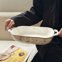 Plat de cuisson en céramique gaufrée de grande capacité de luxe léger plat de fruits de stockage de haute valeur pour les fêtes