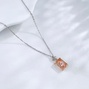 Collier pendentif en or <span class=keywords><strong>rose</strong></span> 18 carats avec diamant <span class=keywords><strong>rose</strong></span> de laboratoire, carré, radiant, minimaliste, ajustable, pour femme - Product Image 3