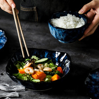 Set de vaisselle en céramique japonaise pour le dîner comprenant une assiette à steak Bol à riz Bol à nouilles Bol à soupe Assiette à poisson