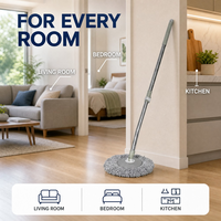 Serpillère à boucles auto-essoreuse avec manche télescopique 90-132 cm, douce pour tous les sols, absorption rapide de l'eau, mains libres, tête de serpillère Poodle