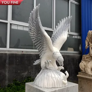 Statues d'aigle <span class=keywords><strong>en</strong></span> marbre blanc sculptées à la main YOUFINE, grandes, avec serpent, pour la décoration de la propriété et du jardin - Product Image 2