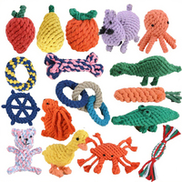 Jouet à mâcher en corde de coton durable pour chiots, vente en gros, style dessin animé, accessoires pour animaux de compagnie, petits animaux, os, fruits, jouets à mâcher pour chiens