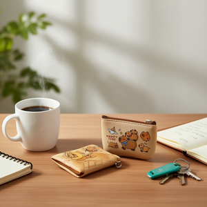 กระเป๋าใส่เหรียญคาปิบาร่า 11.5x9 ซม. ลายการ์ตูน ปิดด้วยซิป พวงกุญแจถอดได้ หนังไมโครไฟเบอร์สังเคราะห์ แบบพกพาสำหรับทุกเพศ - Product Image 3