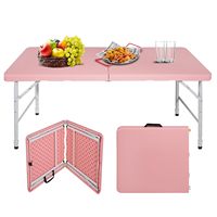 Bureau pliant moderne en PVC, portable, intérieur/extérieur, 3 hauteurs réglables, avec poignée, blanc