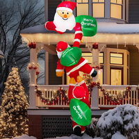 Nouvelles décorations de Noël gonflables au design unique pour l'extérieur : Trois Pères Noël escaladeurs gonflables pour Noël