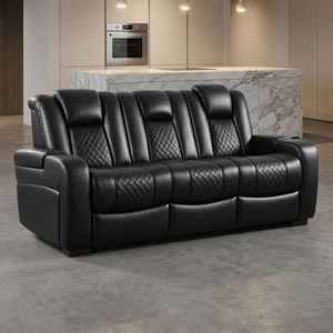 Sofá Reclinable de <span class=keywords><strong>3</strong></span> <span class=keywords><strong>Plazas</strong></span> Frank Multifuncional de Cuero Ecológico con Gravedad Cero y Carga Inalámbrica para Sala de Estar Moderna - Product Image 1