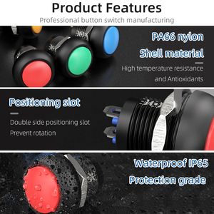 مفاتيح دفع حمراء وخضراء وزرقاء بقبة رأس 12 مفتاح من النايلون مؤقت 1no زر دفع - Product Image 3
