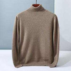Wholesale Autumn and Winter Men's <strong>Turtle</strong> <strong>Neck</strong> 100% Cashmere Thick <strong>White</strong> Bottoming Shirt Sweater. - Product Image 1